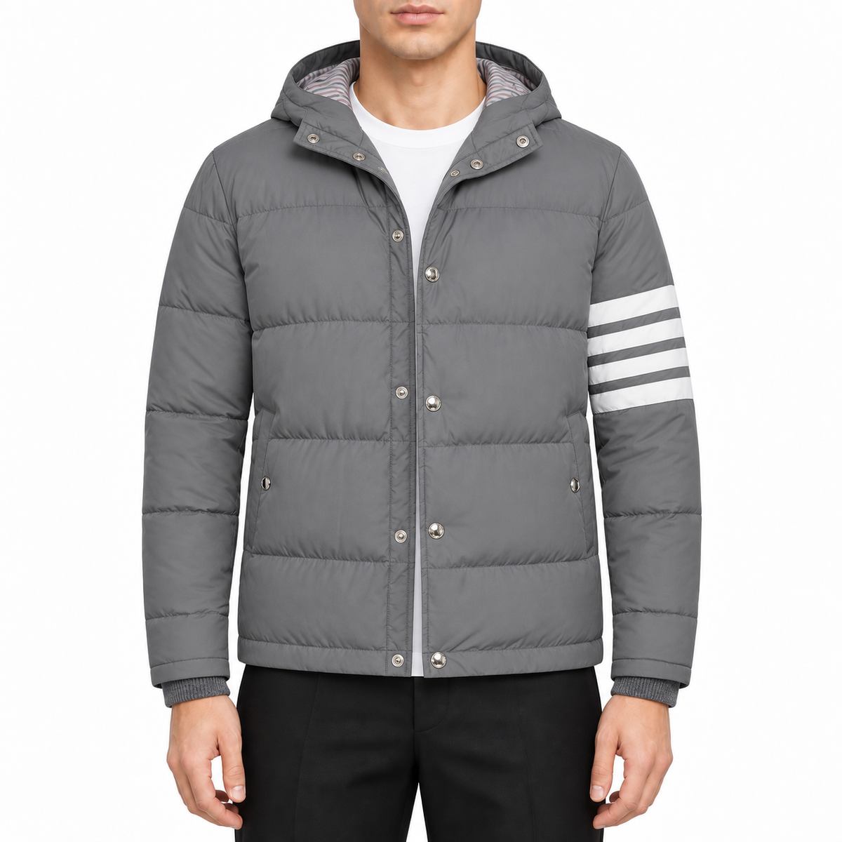 Hooded Wool Jacket - 80% Pure Wool - Signature Grosgrain Detail | Thom Browne