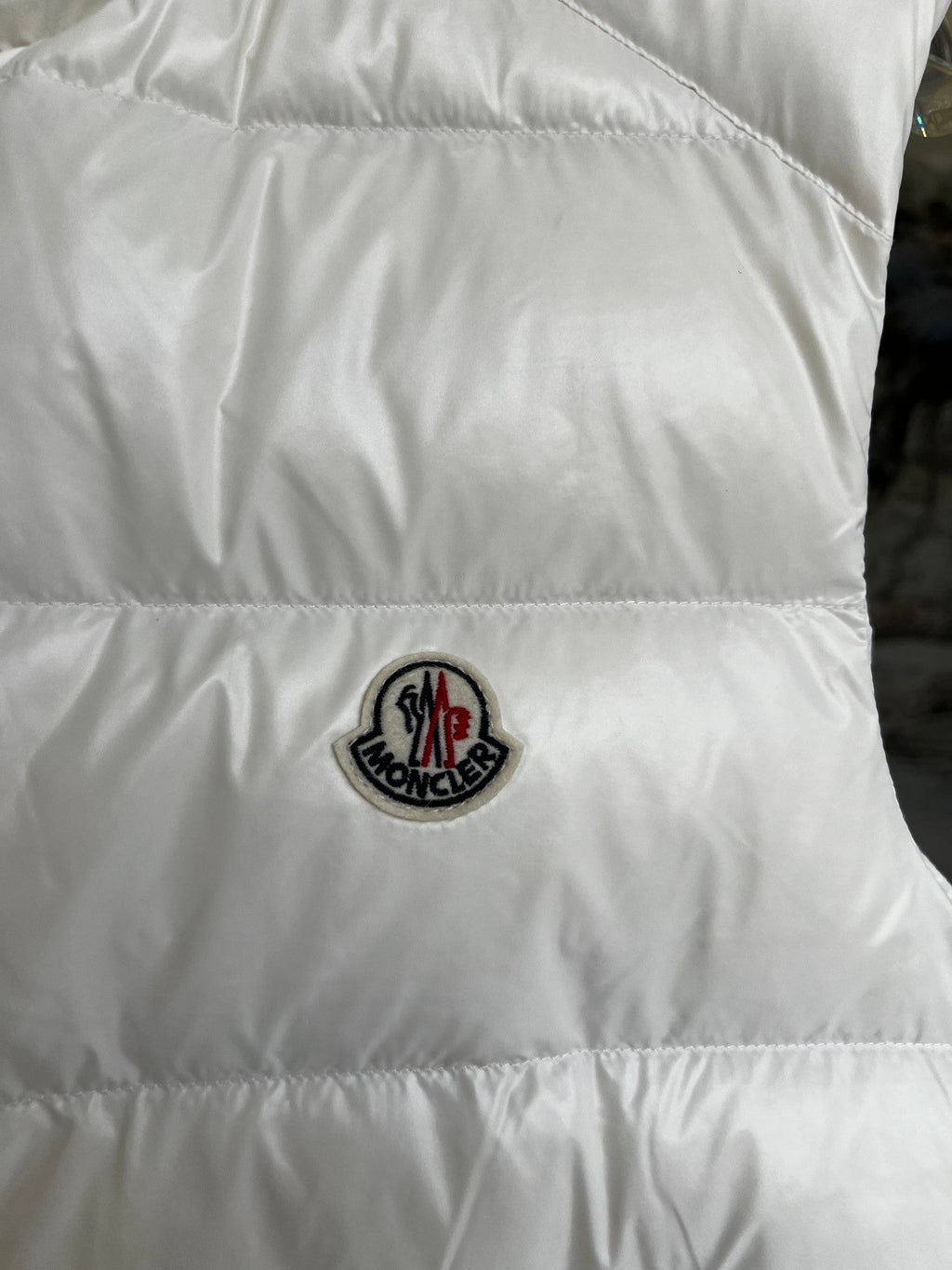 Moncler White Glossy Down Vest