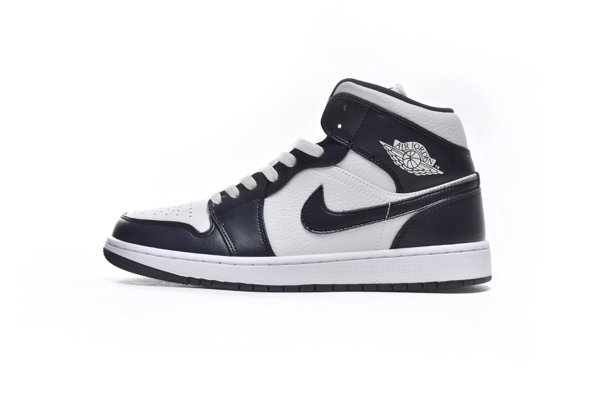 Nike Air Jordan 1 Mid White Metallic Gold Obsidian Reps Sneakers 554724-174