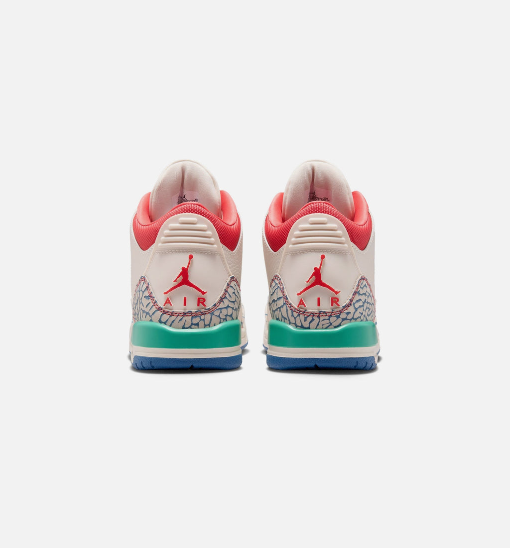 Air Jordan 3 Retro Play Your Way Grade School Sneakers - Chalk/Track Red/True Blue/Kinetic Green