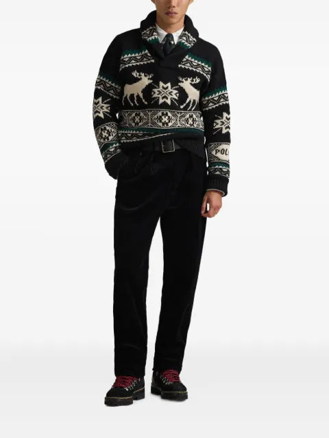 Polo Ralph Lauren shawl collar patterned knitwear