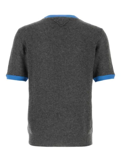 Prada short-sleeved cashmere and jersey sweater