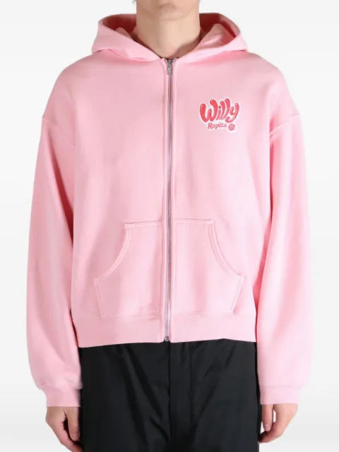 Willy Chavarria Willy Ropita shrunken logo-print zip-up hoodie