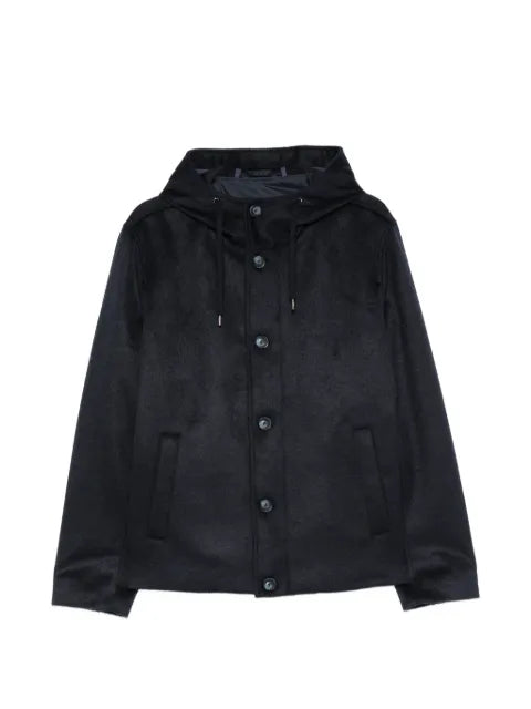 Herno hooded button-fastening jacket