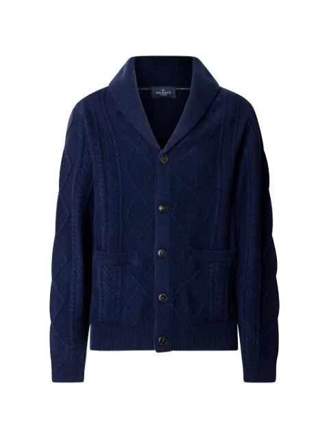 Hackett London cable-knit shawl-collar cardigan