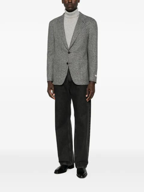 Canali Kei herringbone single-breasted jacket