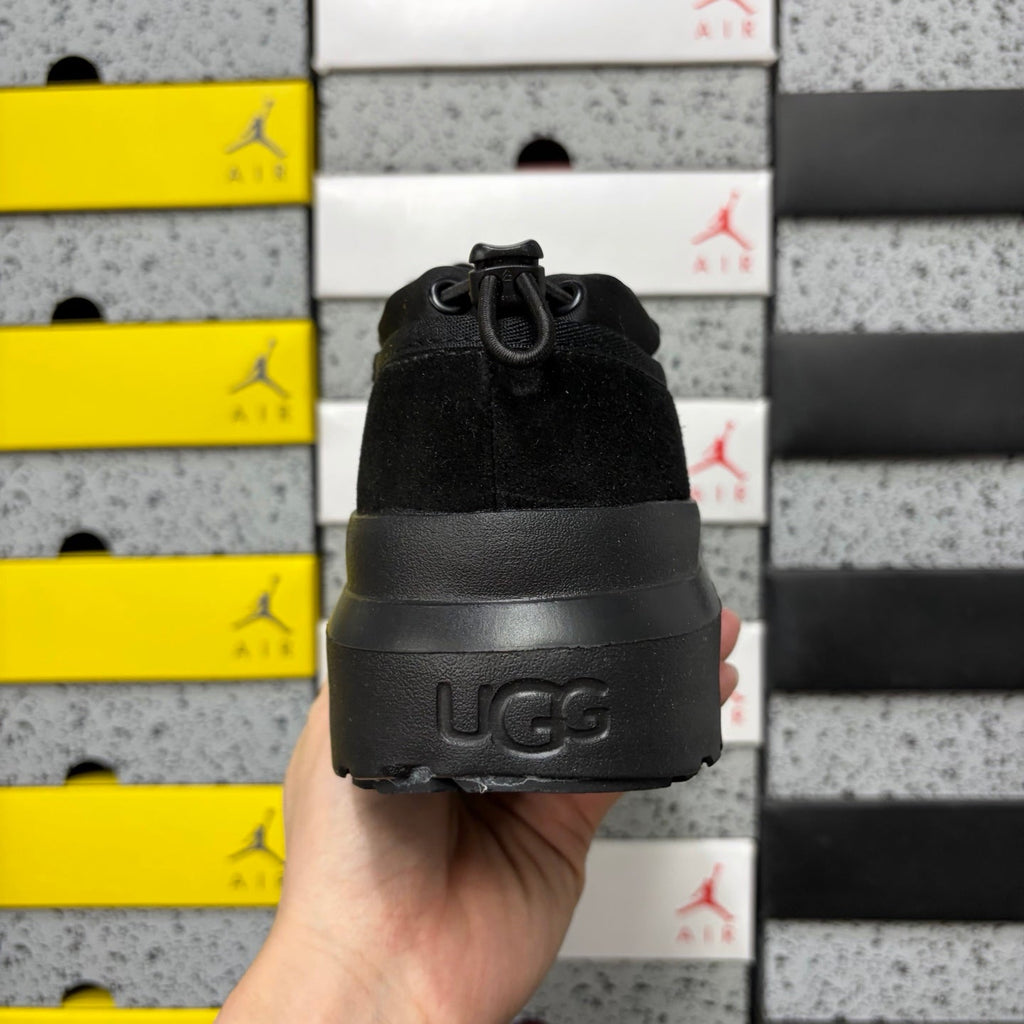 UGG Tasman Weather Hybrid Slip-On – Waterproof Suede Shoe with Shearling Lining, Cinch Drawstring & All-Terrain Lug Sole in Black