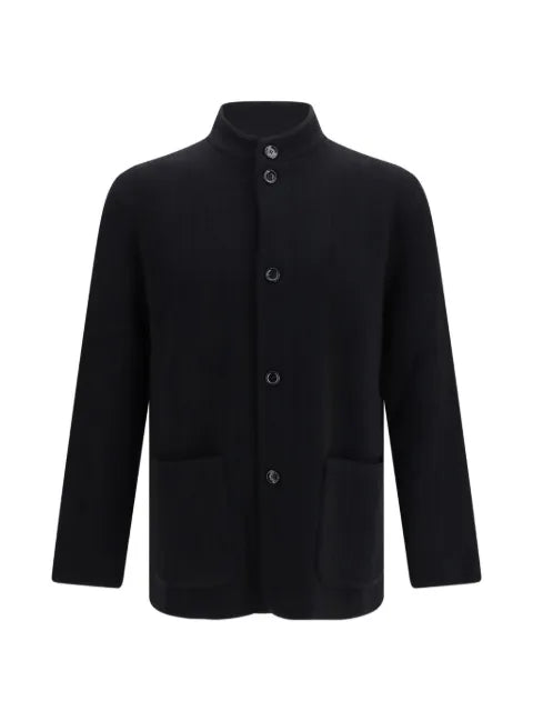 Lardini ribbed-knit stand-collar jacket