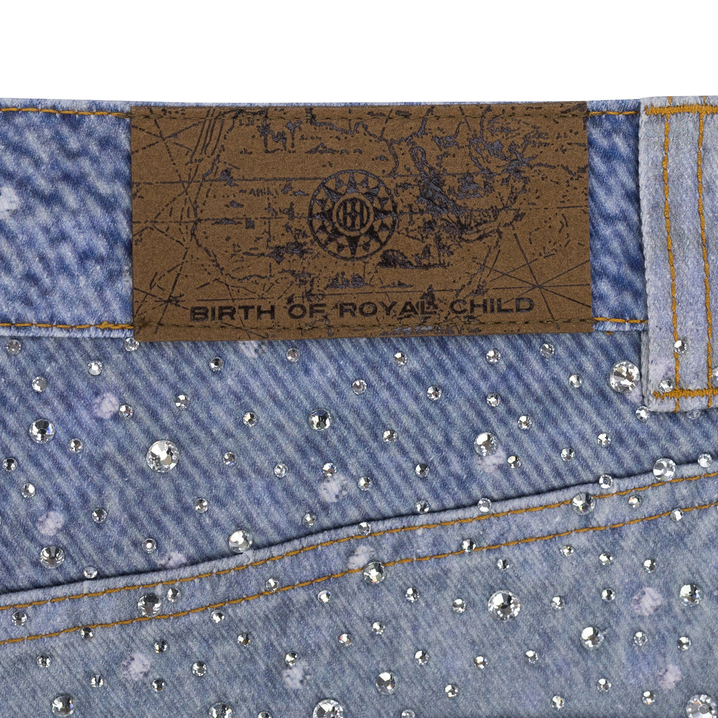 Blue 20K Swarovski Diamond Boro Jeans