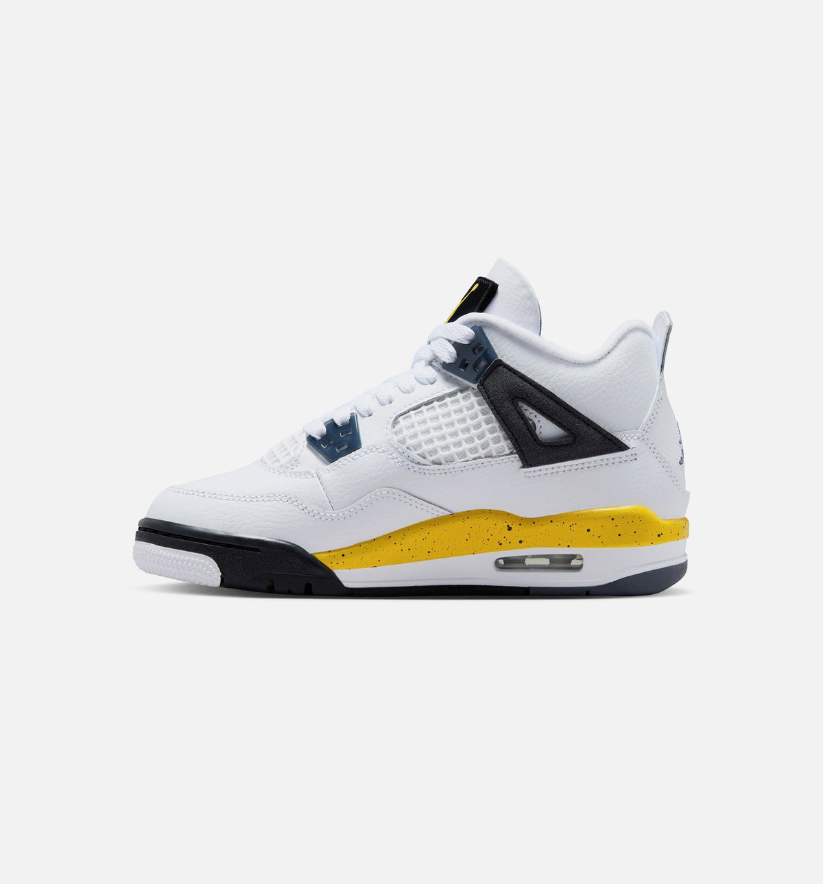 Air Jordan 4 Retro Rare Air Tour Yellow Big Kids' Sneakers - White / Dark Blue-Grey / Black / Tour Yellow