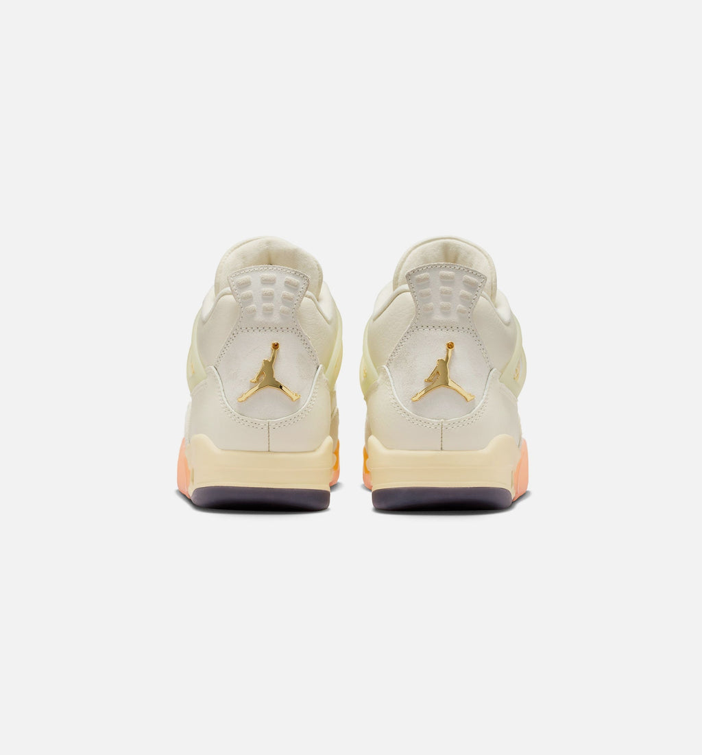 Air Jordan 4 Retro Birds of Paradise Women's Sneakers - Off-White / Metallic Gold / Flax / Orange / Black