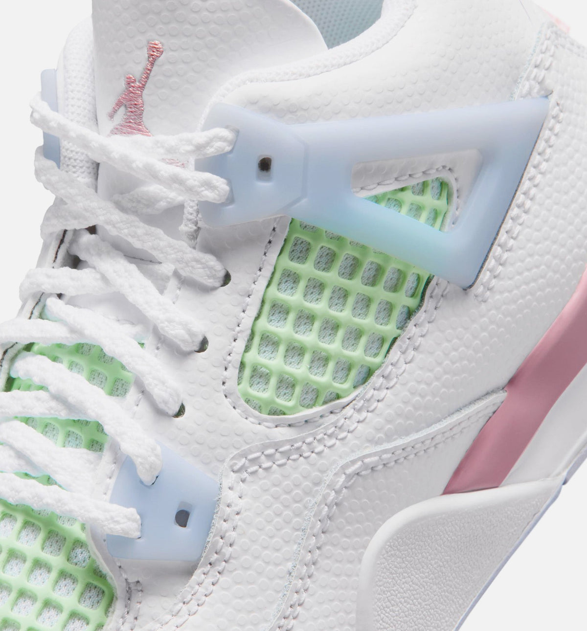 Air Jordan 4 Retro Medium Soft Pink Preschool Girls' Sneakers - White / Soft Pink / Blue