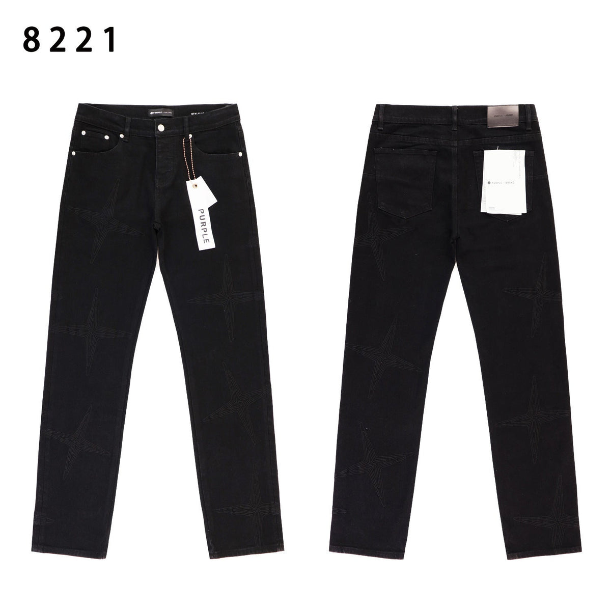 Purple Brand Star Embroidery Skinny Denim Jeans Unisex