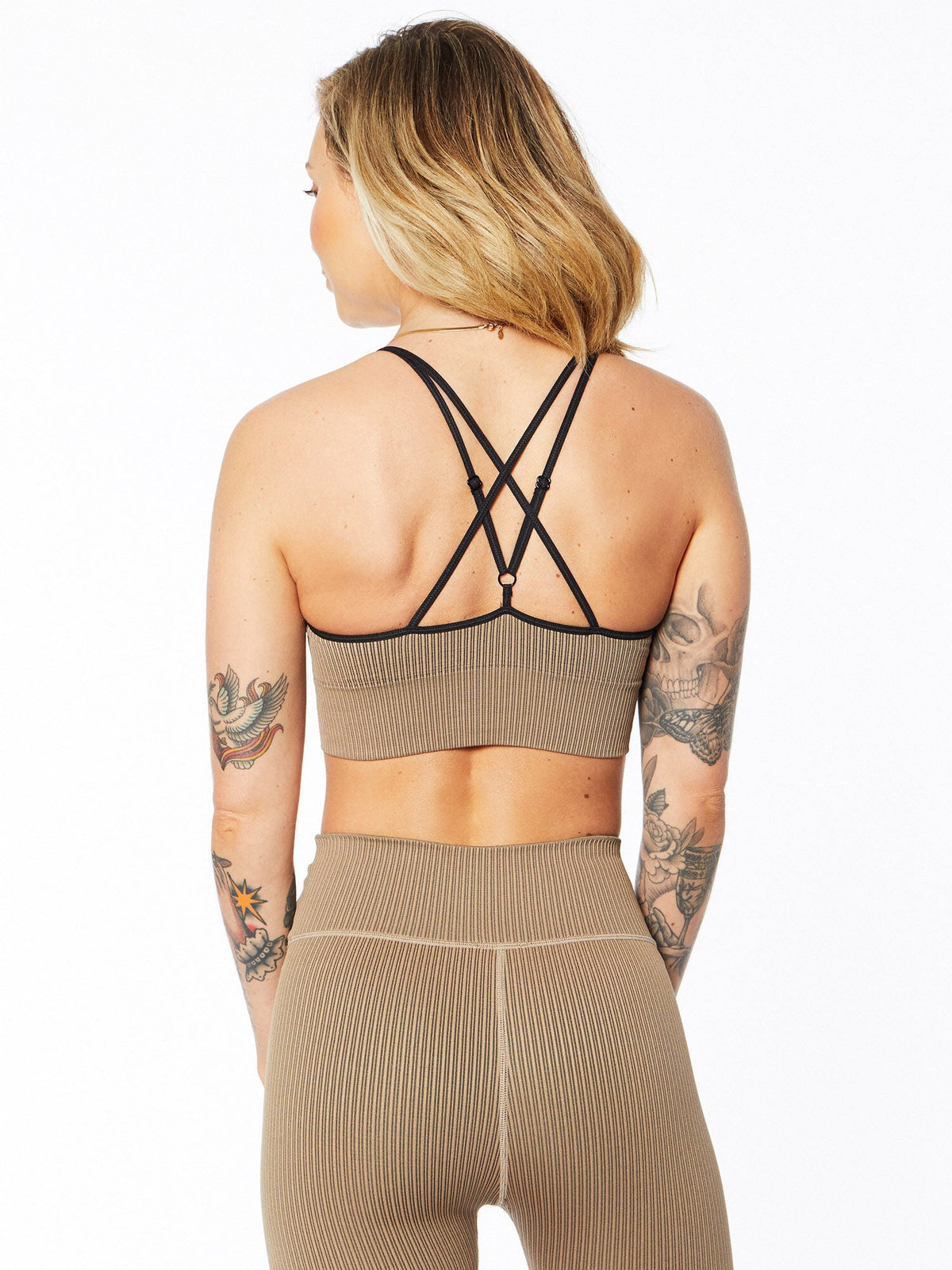 SEAMLESS CHUNKY RIB BRA CAMEL