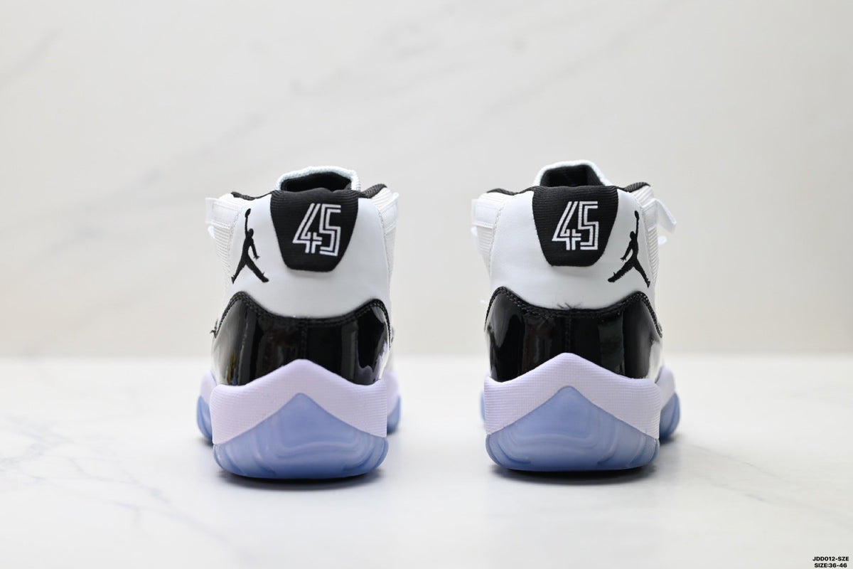 Air Jordan 11 Retro White Black and Icy Blue Unisex Sneakers Style 02