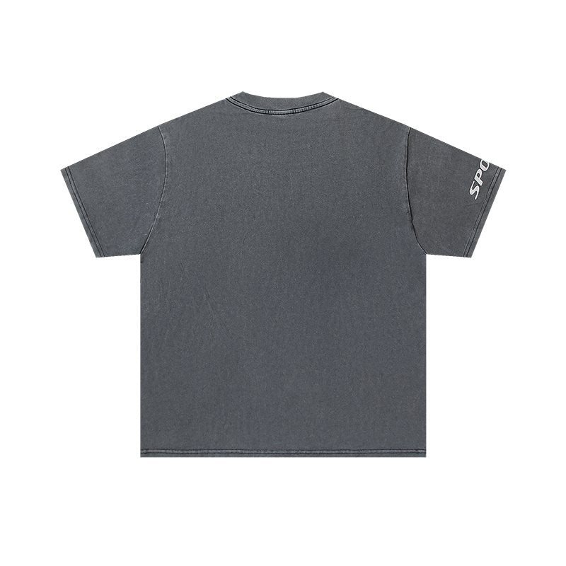 VALE USA Rhinestone Football Graphic Washed T-Shirt