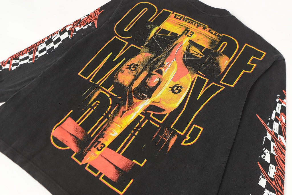 Godspeed Washed Black Racing Graphic Long-Sleeve T-Shirt