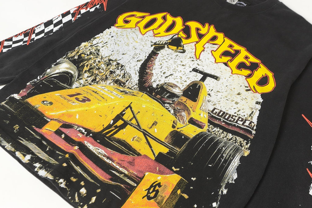 Godspeed Washed Black Racing Graphic Long-Sleeve T-Shirt