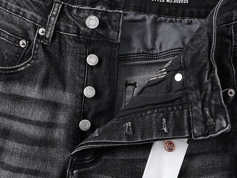 Purple Brand Washed Black Embroidered Jeans