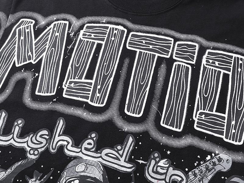 MIXED EMOTION Black All-Over Graphic Long-Sleeve T-Shirt