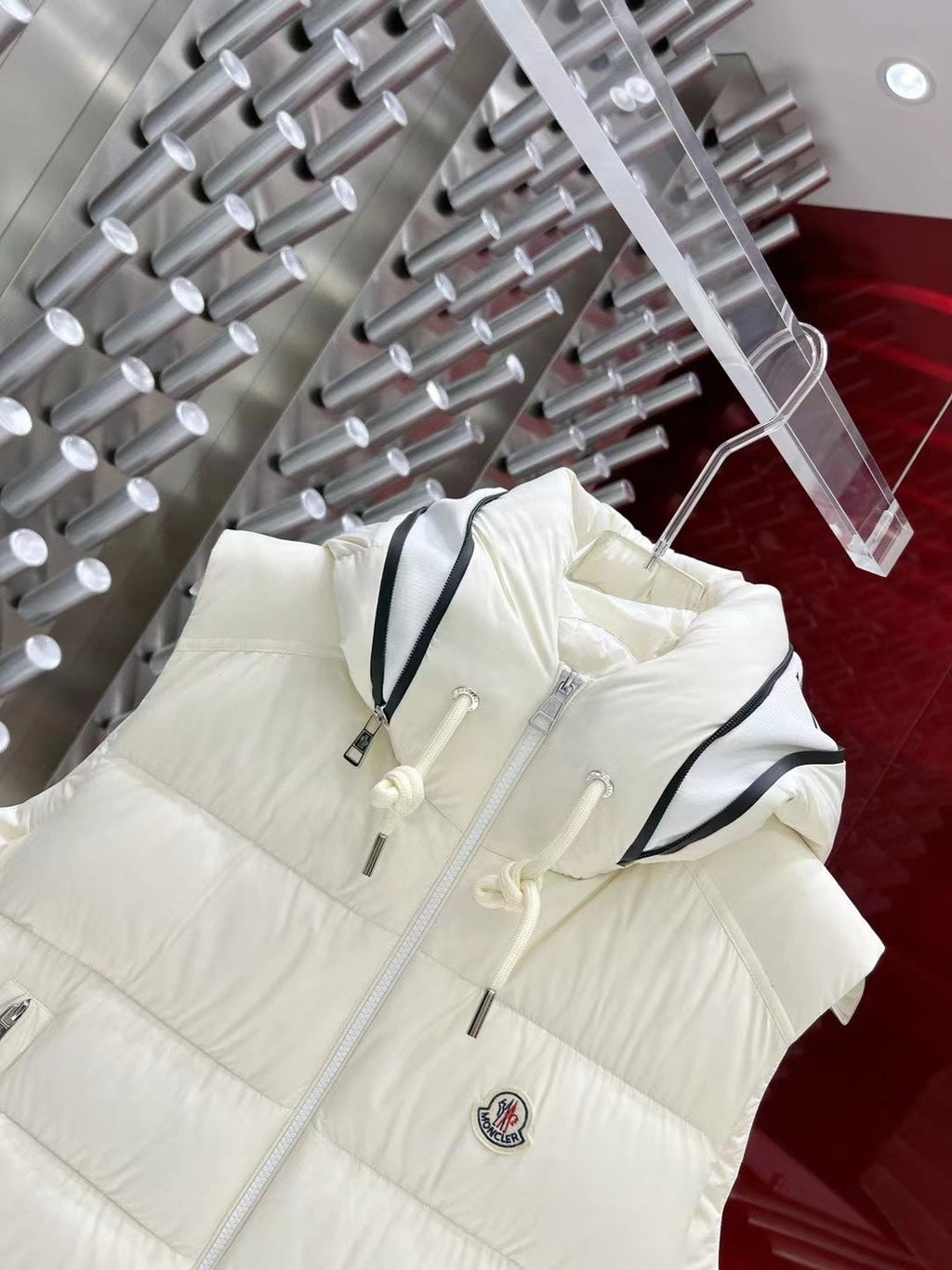 Canada Goose White Down Jacket with Black Contrast Trim