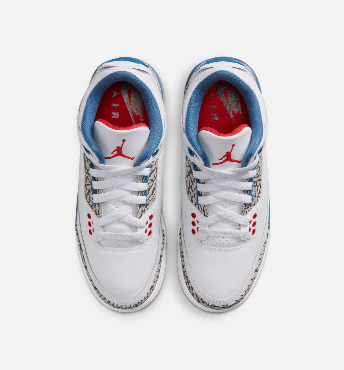 Air Jordan 3 Retro OG True Blue Grade School Shoes - White Fire Red True Blue