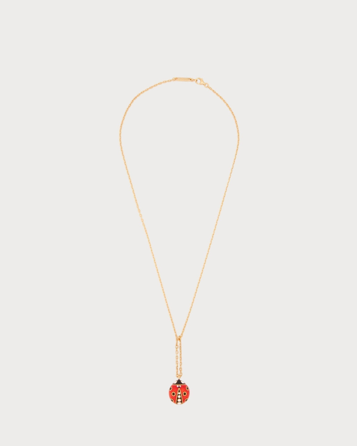 LOEWE Dangling Ladybug Necklace in Sterling Silver Enamel and Crystals(Gold)