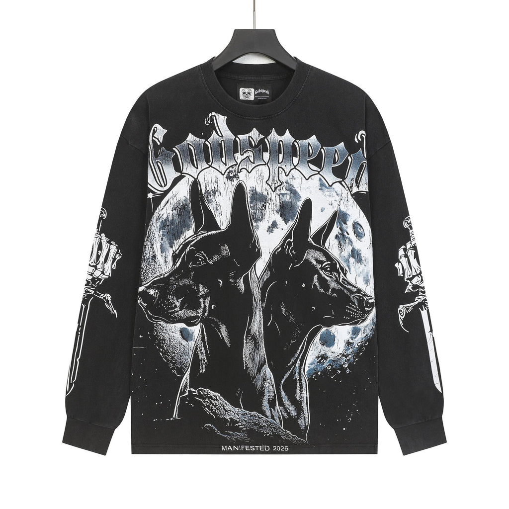 Godspeed Dog Moon Graphic Long-Sleeve T-Shirt