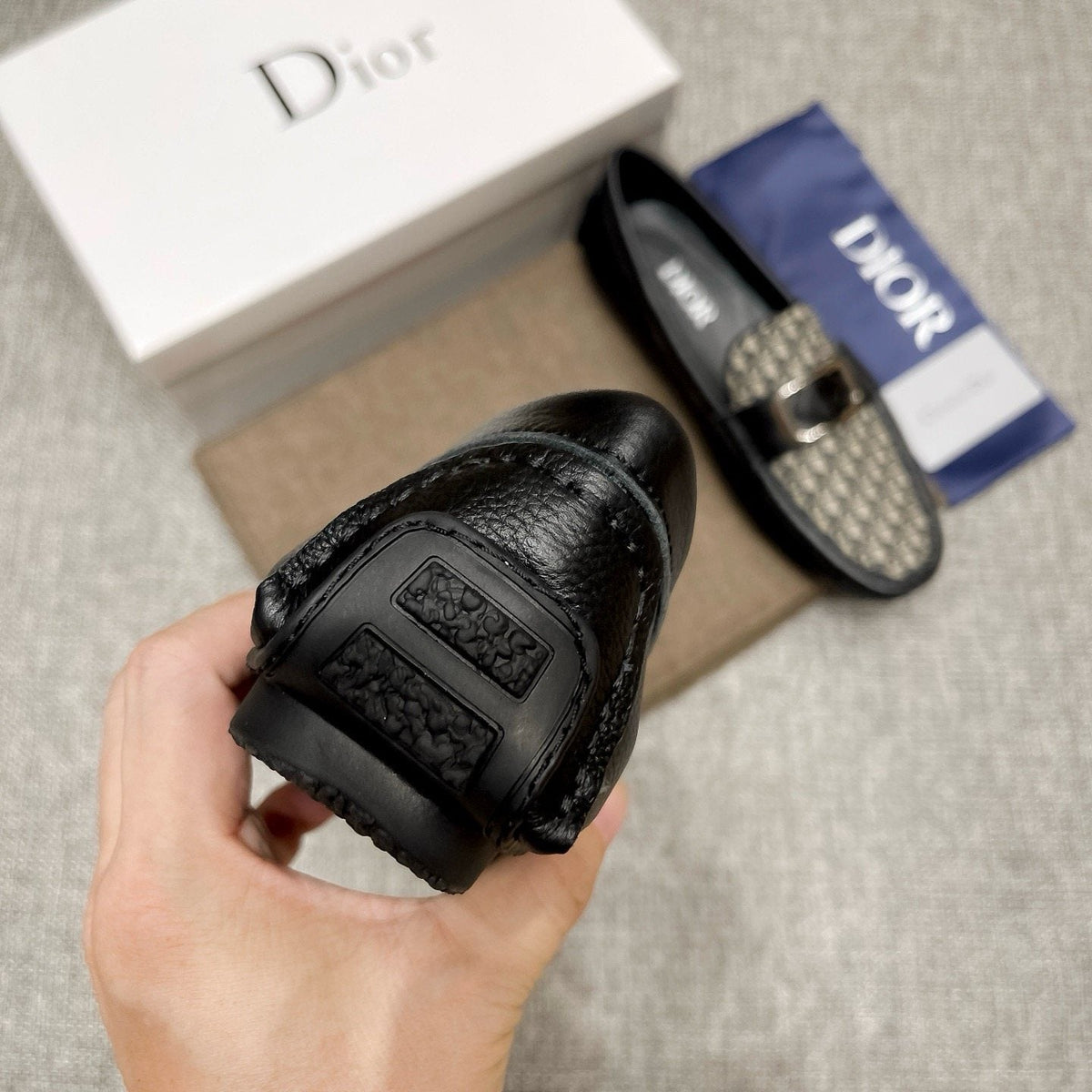 Dior Men's Gray Patterned Loafers
