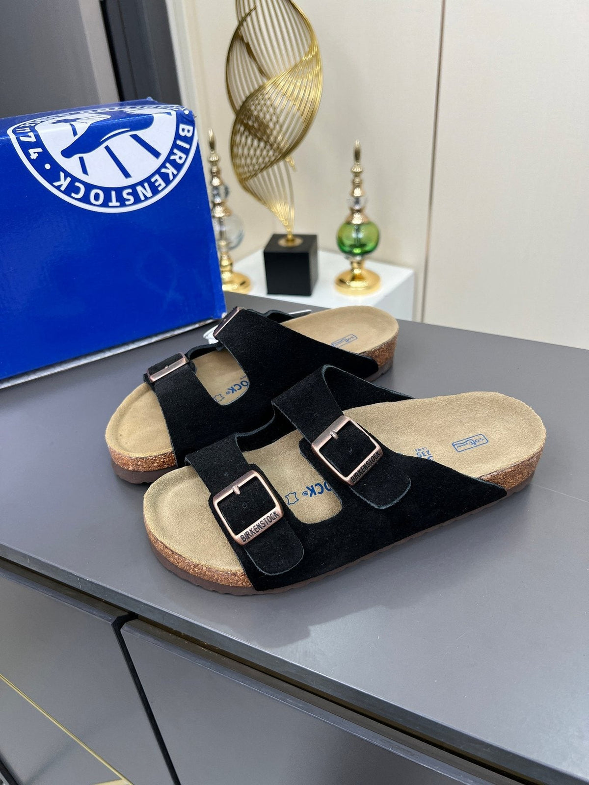 Birkenstock Black Two-Strap Slide Sandals