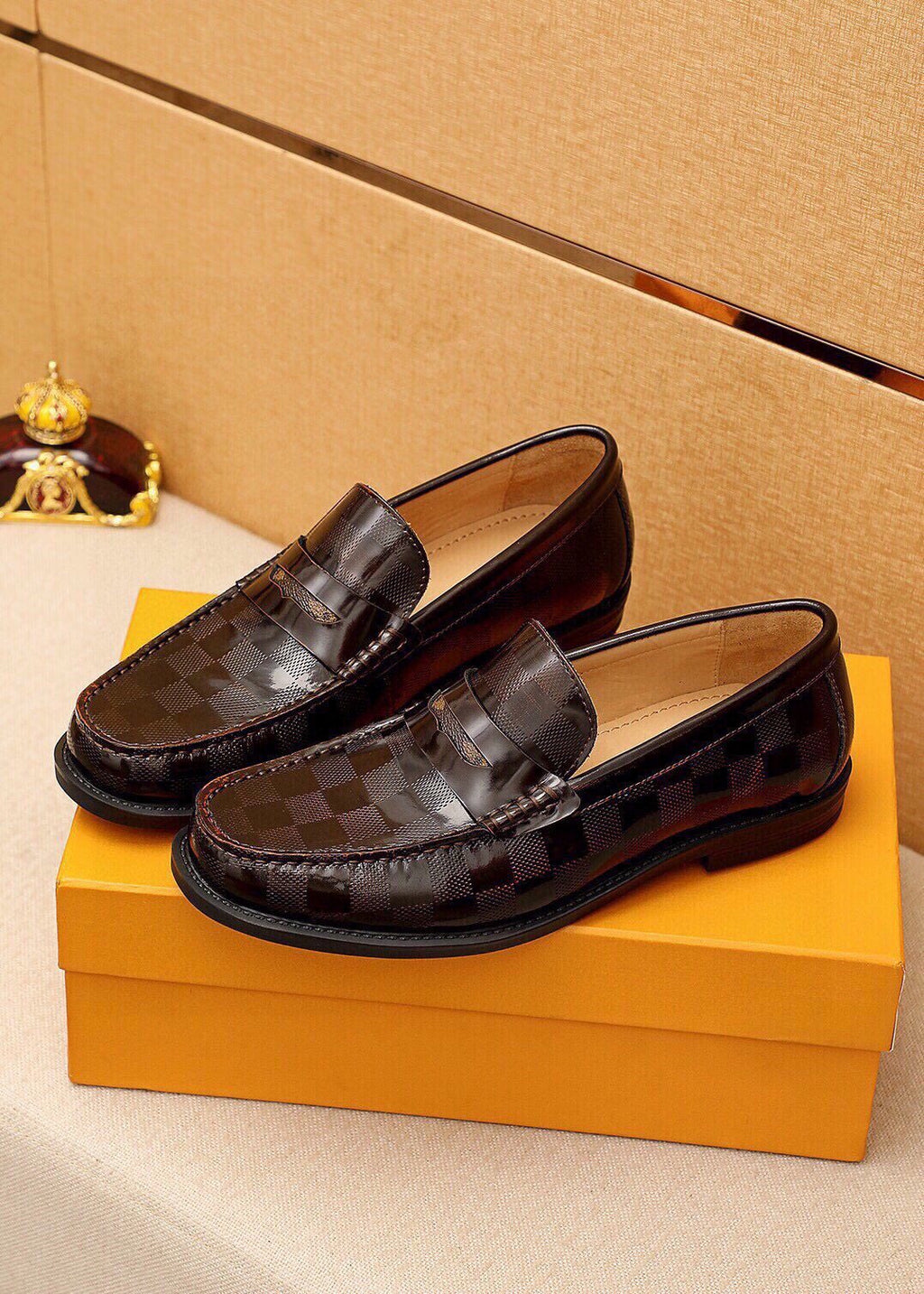 Louis Vuitton Dark Brown Textured Loafers - Rubber Outsole