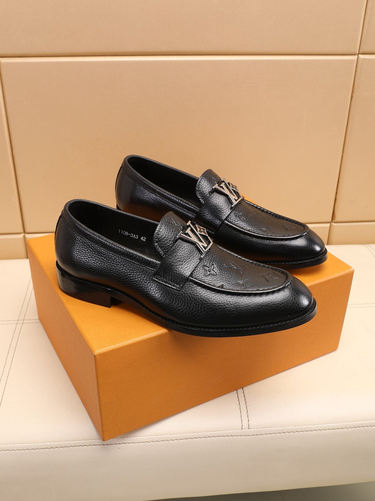 Louis Vuitton Black Embossed Loafers