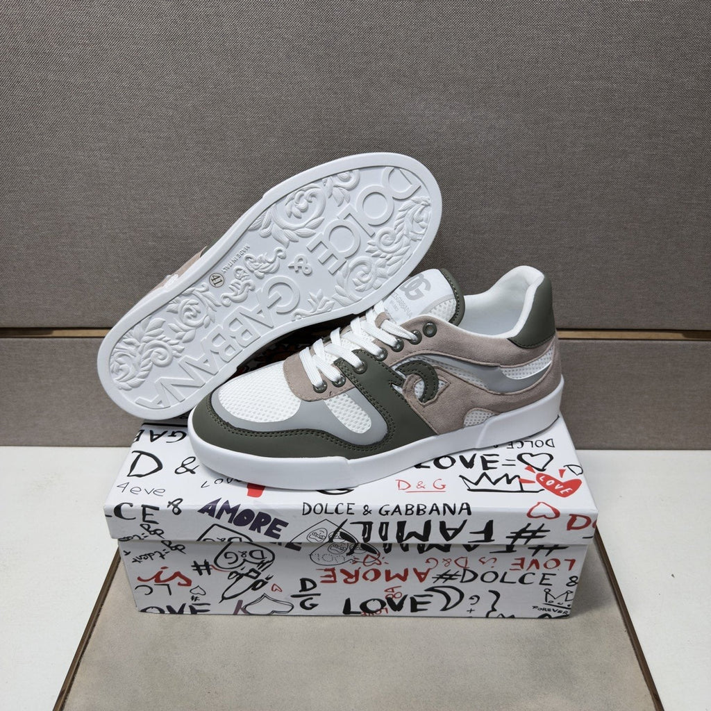 Dolce & Gabbana White, Olive & Taupe Sneakers