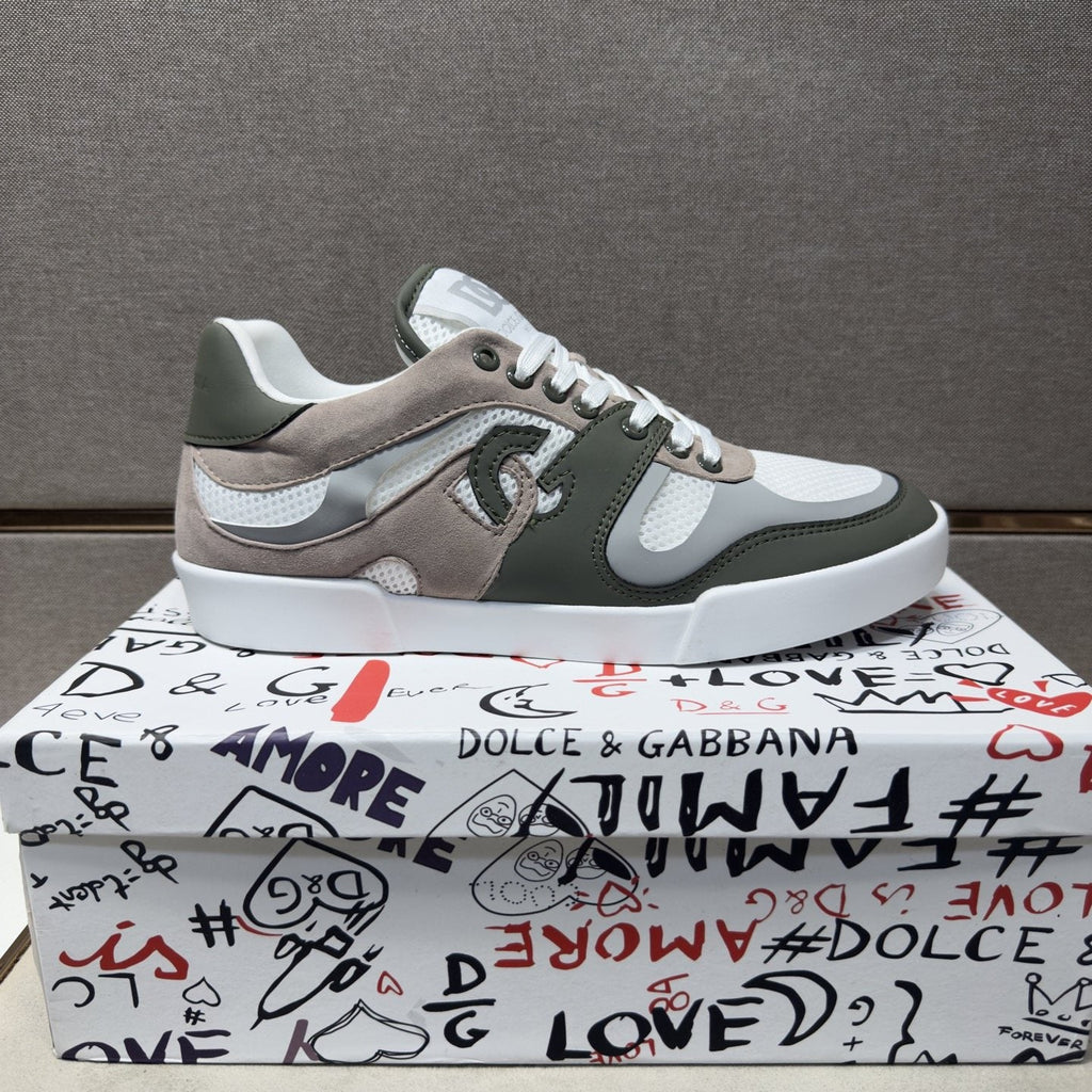 Dolce & Gabbana White, Olive & Taupe Sneakers