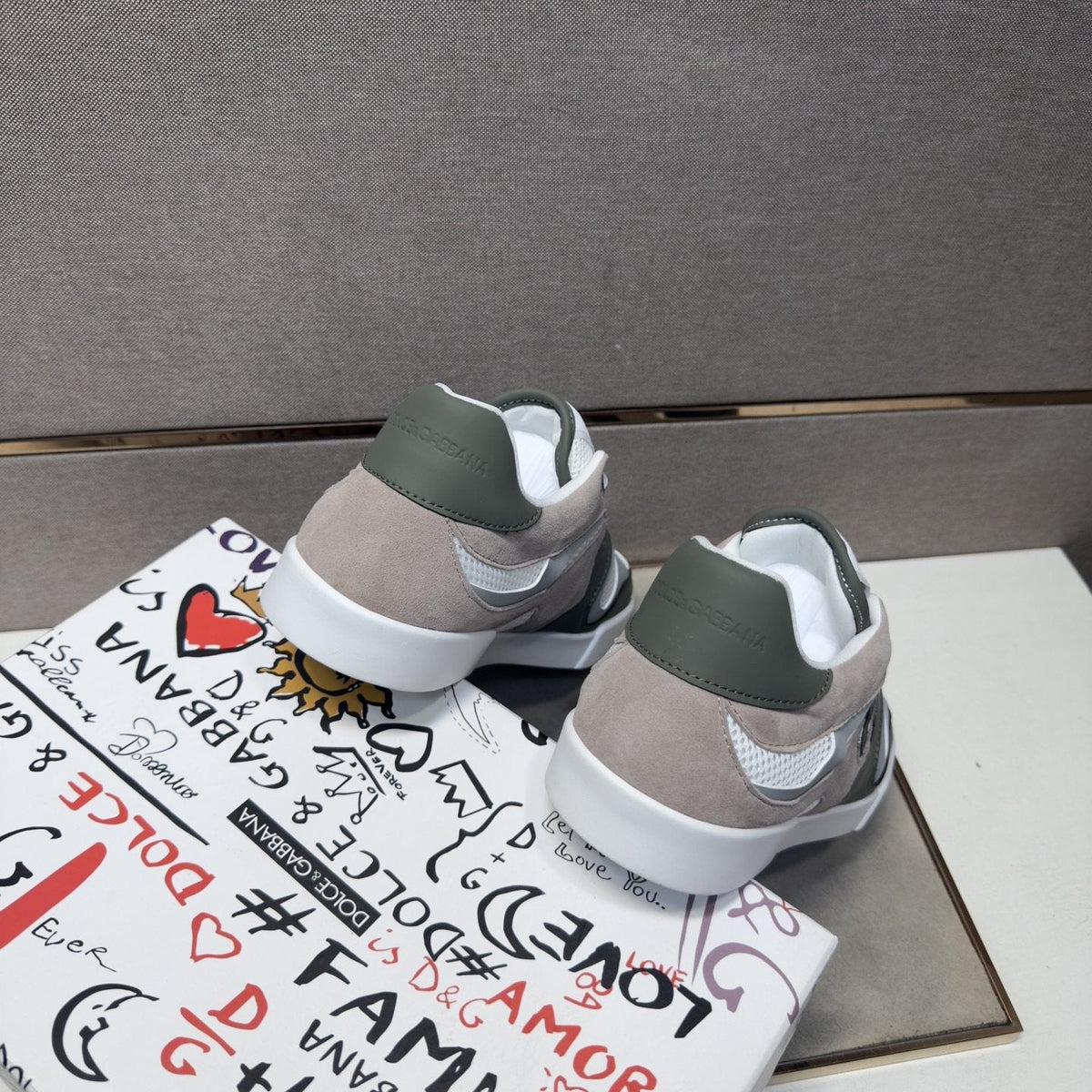 Dolce & Gabbana White, Olive & Taupe Sneakers