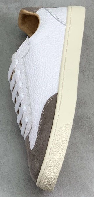 Brunello Cucinelli White and Taupe Low-Top Sneakers