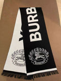 Burberry Black and Ivory Fringed Scarf