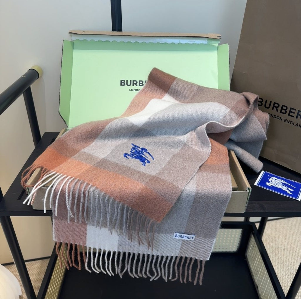 Burberry Pink Plaid Fringe Scarf