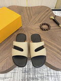 Loro Piana Cream and Black Slide Sandals