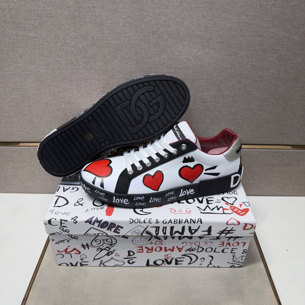 Dolce & Gabbana Men's Red Heart Low-Top Sneakers