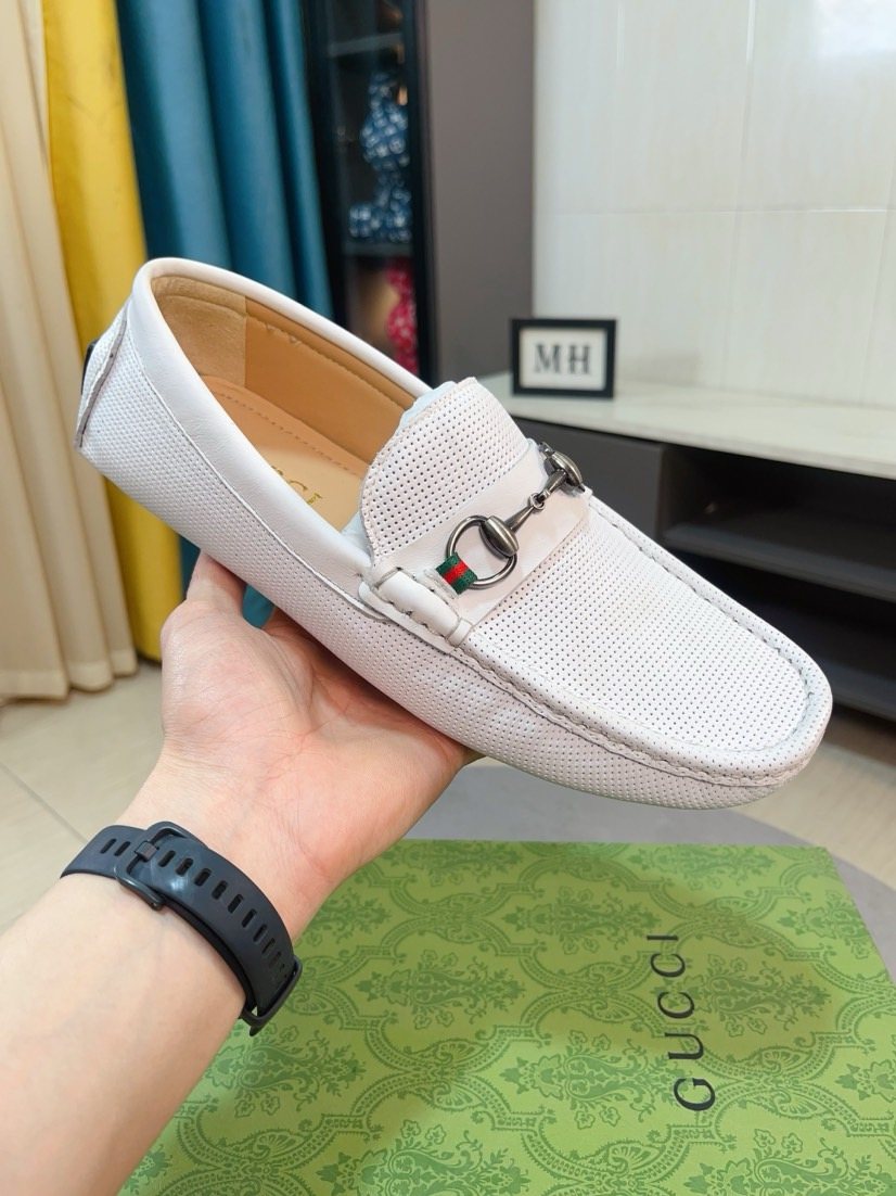 Gucci Men's Perforated Metal Hardware Loafers