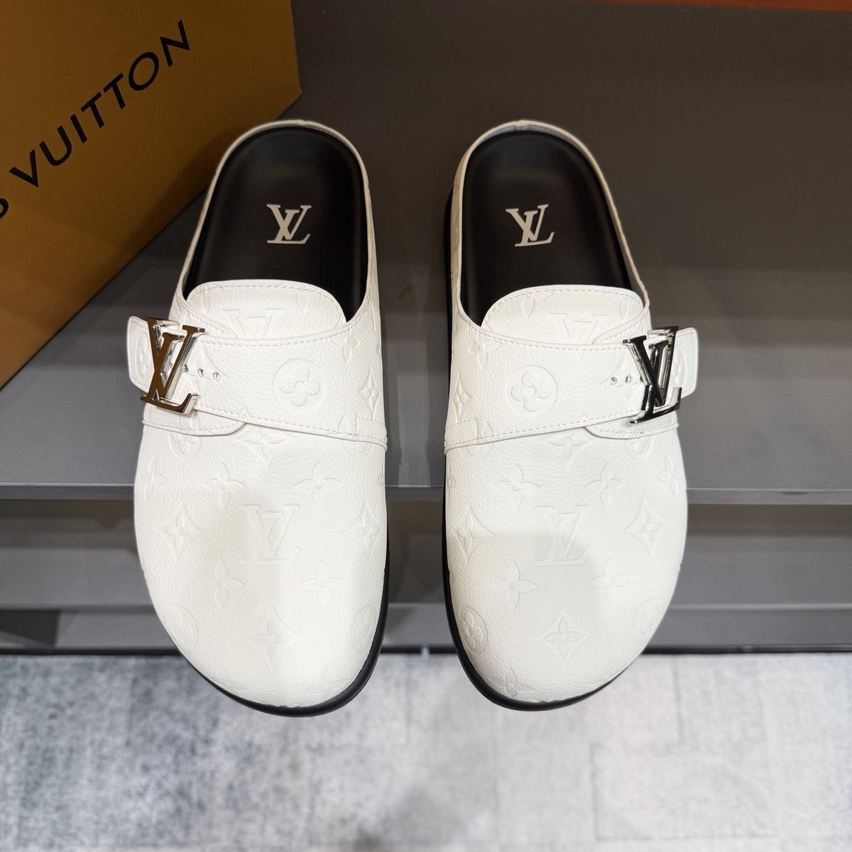 Louis Vuitton Monogram Buckle Slide Sandals