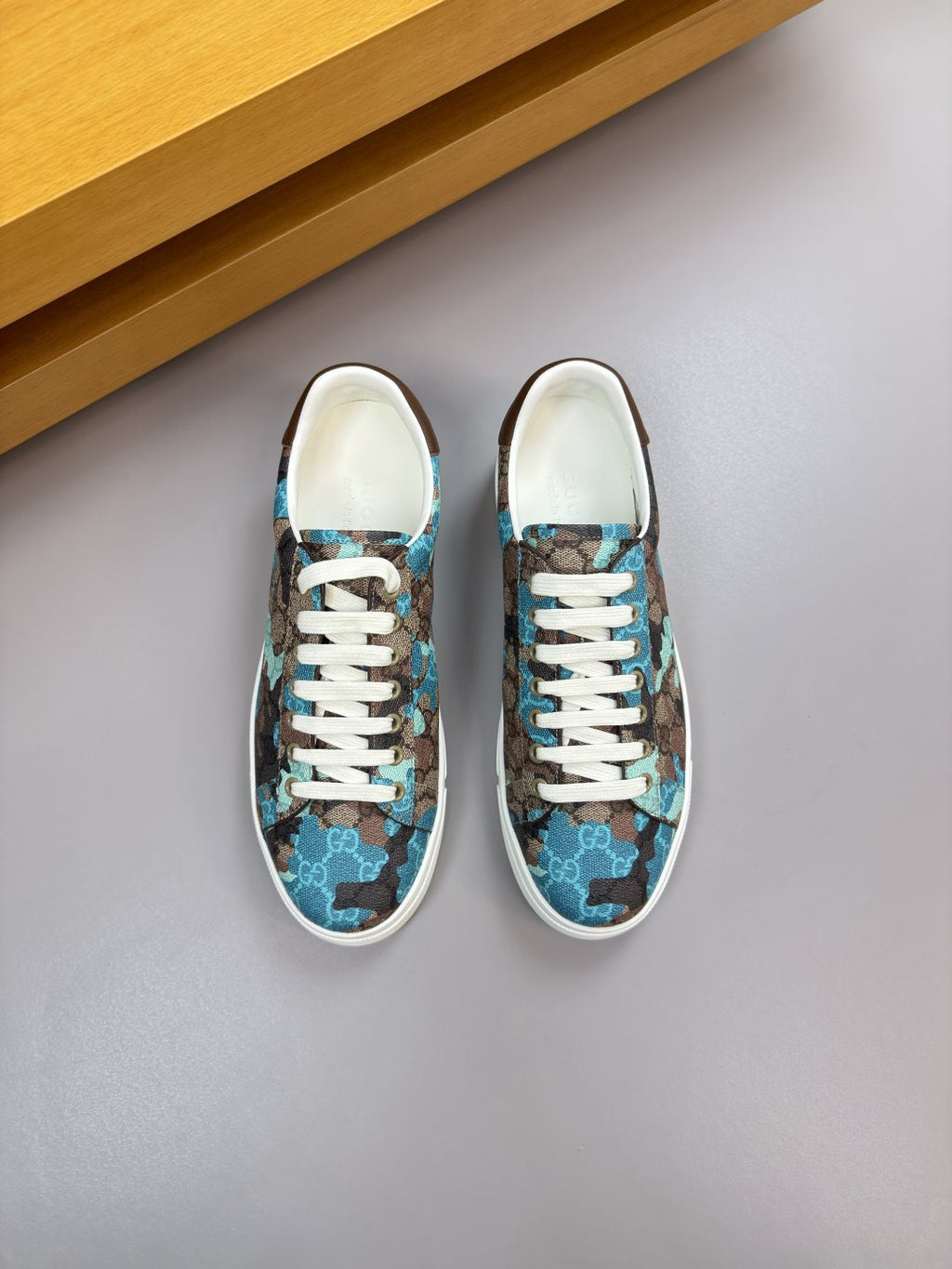 Gucci Turquoise Patterned Low-Top Sneakers
