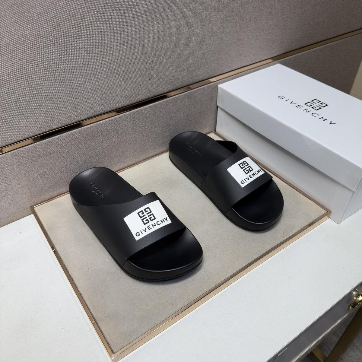 Givenchy Men's Logo Strap Slide Sandals - Open Toe And Slip-On Design