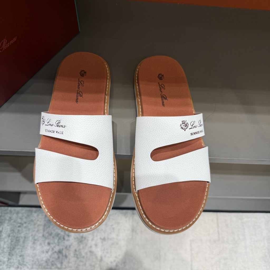 Loro Piana Summer Walk Slotted Slide Sandals