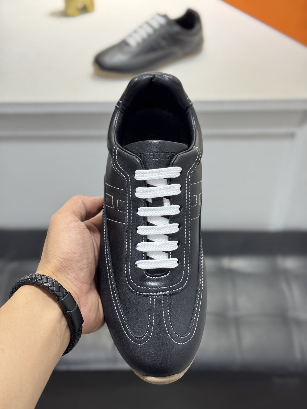 Hermès Contrast-Trim Low-Top Sneakers
