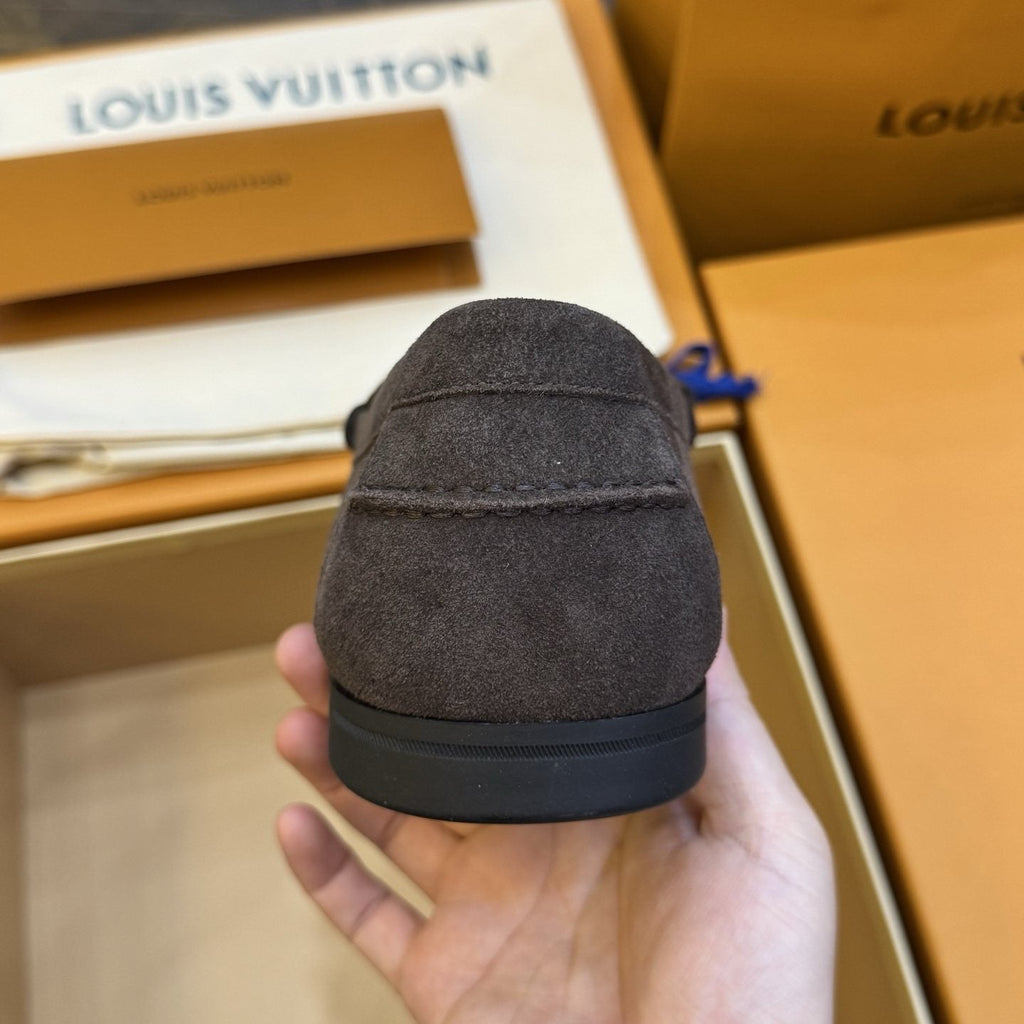 Louis Vuitton Men's Charcoal Gray Suede Loafers