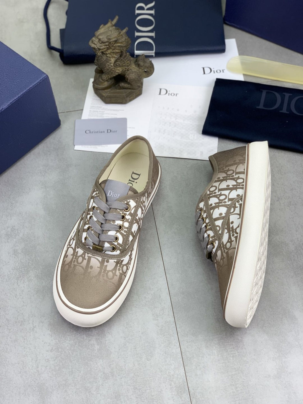 Dior Patterned Low-Top Canvas Sneakers