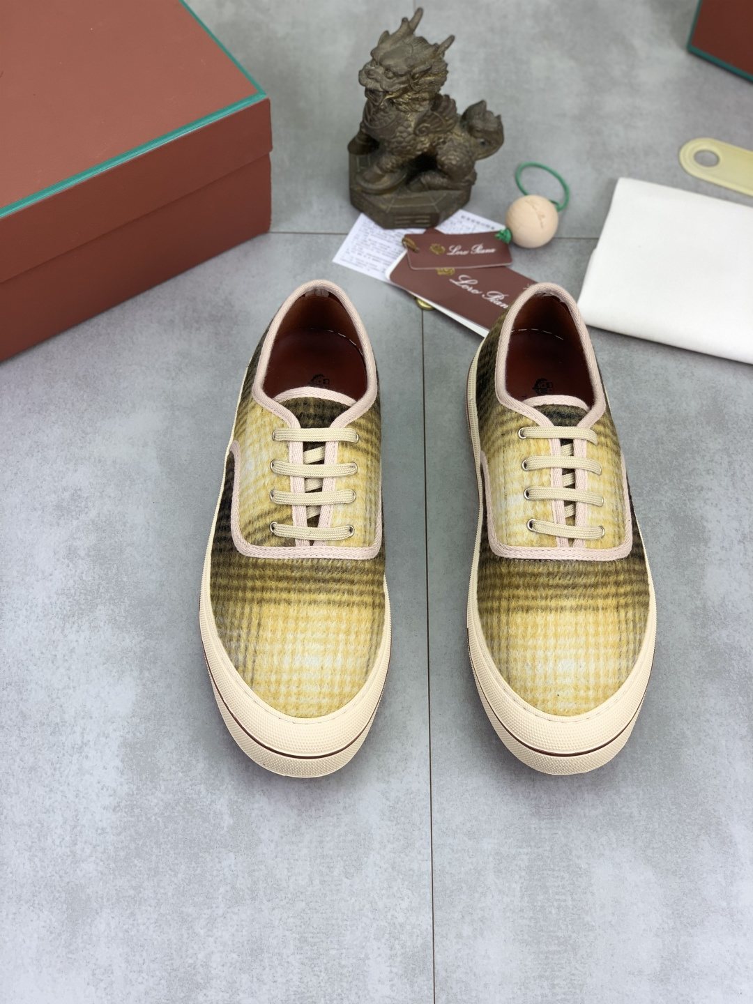 Loro Piana Plaid Lace-Up Casual Shoes