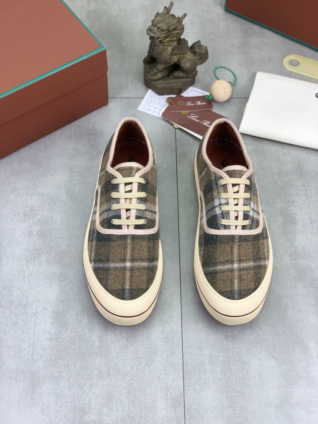 Loro Piana Plaid Lace-Up Casual Shoes